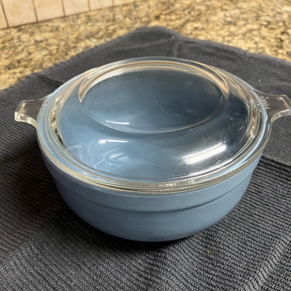 Blue Glass Casserole Dish with Lid